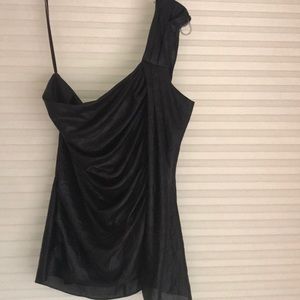 BCBG leather look one shoulder top